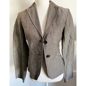 Benetton • Taupe Tan Grey Button Front Blazer